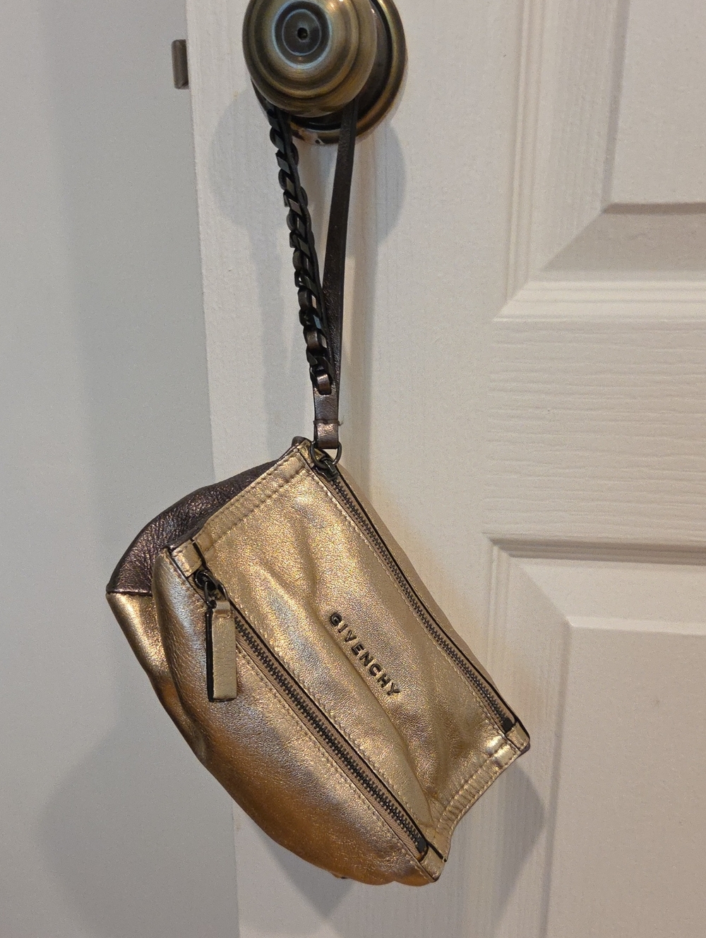Givenchy Gold Metallic Wristlet Clutch